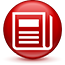 Newspaper Chart icon on shiny red circle button.